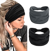 ieftine Accesorii-2 buc bentite pentru femei benzi late pentru cap anti-alunecare boho banda de păr pentru femei la modă înnodate antrenament yoga leopard turban împachetări pentru cap