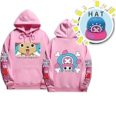 baratos T-shirts e moletons gráficos-tony tony chopper moletom com capuz anime anime bolso frontal moletom com capuz gráfico para homens mulheres unissex adultos estampagem quente 100% poliéster com chapéu