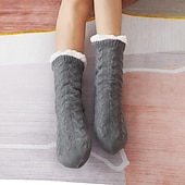 abordables calcetines caseros-Navidad mujer invierno lindo dibujos animados Navidad alce algodón zapatillas estudiante ins moda hogar cálido felpa algodón zapatos zapatillas de invierno para mujer