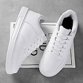 billiga Herrsneakers-Herr Sneakers Kontor / Business Vita skor Promenad Ledigt Dagligen Läder Bekväm Korta stövlar / ankelstövlar Loafers Svart Vit Vår Höst