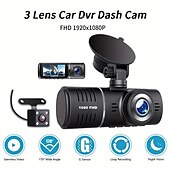 cheap Car DVR-3 Cameras Lens 2.5In Car DVR Dash Cam HD Dash Camera Three Way Lens Video Recorder 1080P Black Box Cycle Dashcam Camcorder