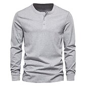 billiga Set med herr-T-shirts-Herr Henleytröja T-shirtkostymer Träningsoverall Tennisskjorta Långärmad Henley Vår &amp; Höst Slät Gymnastik Ledigt 2 st Semester Dagliga kläder Sportkläder Svart Vit Marinblå Topp t-shirt för män