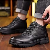 preiswerte Winter- und Schneestiefel-Herren Stiefel Winterstiefel Fleece-Futter Wanderschuhe Geschäftlich Brautkleider schlicht Täglich PU Wasserdicht Warm Stiefeletten / Stiefeletten Schnürsenkel Schwarz Winter