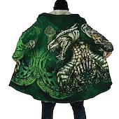 Men's Symbol 3D Tattoo Printed Winter Coat Fleece Jacket Coat Comfortable Warm Breathable Vintage Abstract Sports & Outdoor Daily Wear Going out Zipper Pocket Print Fall & Winter Hoodie Long Sleeve3