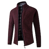 economico Maglioni Cardigan da uomo-Per uomo Cardigan Maglione Maglione con zip A coste Maglia Standard Tasche Lavorato a maglia Liscio Colletto alla coreana Top caldi Contemporaneo moderno Da tutti i giorni Per uscire Abbigliamento