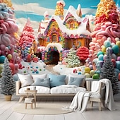 Недорогие пейзаж гобелен-candyland house подвесной гобелен настенное искусство большой гобелен фреска декор фотография фон одеяло занавеска дом спальня гостиная