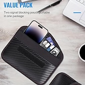 お買い得  カードホルダーとケース-1個のファラデーバッグ（携帯電話用）、車の鍵、RFID信号ブロッキングバッグ、カーボンファイバーケース、プライバシー保護キーフォブ、防追跡・防ハッキングケースブロッカー、クリックできます