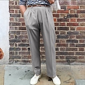 abordables Delgado-Hombre pantalones de traje Pantalones Chinos pantalones Pantalones plisados Bolsillo Plano Comodidad Transpirable Exterior Diario Noche Moda Casual Marrón Caqui