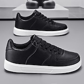 billiga Herrsneakers-Herr Sneakers Kontor / Business Vita skor Promenad Ledigt Dagligen Läder Bekväm Korta stövlar / ankelstövlar Loafers Svart Vit Vår Höst
