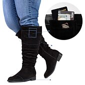 abordables Bottes-Femme Bottes Bottes mollet larges Chaussures en daim Bottes souples Extérieur du quotidien Couleur unie Bottes mi-mollet Hiver Fermeture Talon Plat Bout rond Décontractées Confort Minimalisme Daim