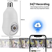 cheap Indoor IP Network Cameras-1080P HD Wireless WiFi Bulb Camera 2MP Light Socket IP Camera for Home Security Recording Indoor&amp;Outdoor Two Way Audio PTZ Camera Baby Monitor with Night Vision Motion Tracking Auto Tracking