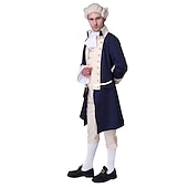 economico Outfit-set con camicia gilet trench pantaloni parrucca coloniale 2*berretti per parrucca abito vittoriano da uomo alexander hamilto retro vintage rococò 17th secolo costume cosplay halloween masquerade