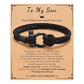 cheap Wearable Accessories-Milan Rope Hand Woven Bracelet To My Son&#039;s Grandson Stainless Steel Horseshoe Buckle Bracelet