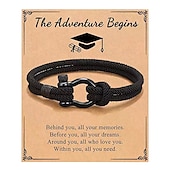 cheap Wearable Accessories-Milan Rope Hand Woven Bracelet To My Son&#039;s Grandson Stainless Steel Horseshoe Buckle Bracelet