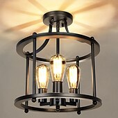 cheap Ceiling Lights-Modern Black Semi Flush Ceiling Light Fixture, 3 Light Traditional Pendant Light, Rustic Ceiling Light for Bedroom Living Room Dining Hall Hallway Kitchen 110-240V