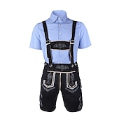 preiswerte Männer-Oktoberfest Lederhosen Hemd Bayerisch Bayerisch Deutsch Wiesn Herren Stoff im traditionellen Stil Bluse Shorts Hut