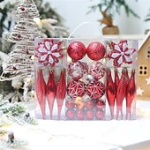 billige Juletrepynt-40 stk juletrepynt kulesett hvite og røde julekuler sett knustfrie julekuler ornamenter til juletre juletre