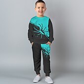 preiswerte Jungen 3D Tiere-Jungen 3D SPIDER Set aus Sweatshirt und Jogginghose Set Langarm 3d Drucken Herbst Winter Aktiv Modisch Cool kinderkleidung 3-12 Jahre Rundhalsausschnitt Outdoor Urlaub Strasse Regular Fit