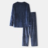 abordables Pijamas-Hombre Ropa de salón Pijama Conjunto pijama Top y pantalón de pijama 2 Piezas Plaid Elegante Casual Confort Hogar Diario Franela Comodidad Cuello Barco Manga Larga Pullover Pantalón Cintura elástica