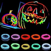 voordelige Neon LED-verlichting-halloween kerst neonlicht met solar led-licht met smd2835 afstandsbediening 8-modus kleurwisselend opladen via usb 1000 mah ip67 waterdicht buitendecoratie automatische timing