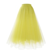 cheap Plain Skirts-Women&#039;s Skirt Swing Maxi High Waist Skirts Layered Tulle Solid Colored Street Daily Fall &amp; Winter Organza Elegant Fashion Dark Pink Black White Pink