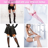 cheap Accessories-Women&#039;s Satin Bow Stockings Thigh High Stockings Hosiery Socks with Bow Knee Socks Stockings Oktoberfest Cosplay Party Girls Halloween Carnival Accessories