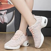 baratos Ténis de Dança-tênis de dança de malha leve femininos – sapatos de jazz respiráveis com cadarço para fitness, zumba e dança hip-hop