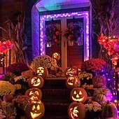 abordables Guirlandes lumineuses à piles-Halloween Noël boîte à piles étanche guirlande lumineuse 8 fonctions télécommande intérieure et extérieure cour jardin décoration de mariage lumière 4m-30leds/6.5m-50leds/10m-100leds