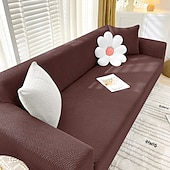 baratos Cobertura de Sofa-capa de almofada de assento de sofá elástico bordô sofá poltrona sofá sofá sofá assento cinza liso sólido macio durável lavável