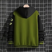 voordelige Herenjacks &amp; jassen-Voor heren Bomberjack Overgangsjack Varsity-jas Buiten Vakantie Warm Knop Zak Herfst Winter Kleurenblok Modieus Streetwear Opstaande boord Normaal Appel Groen Zwart Bordeaux Bruin Groen Jacks