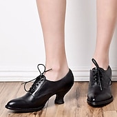 tanie lata 30.-damskie gatsby vintage brown ze sztucznej skóry sznurowane buty na obcasie oxford - styl retro wiktoriański na formalne i codzienne okazje