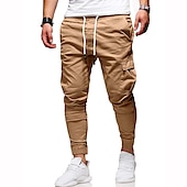 abordables Pantalones cargo-Hombre Pantalones cargo Persona que practica jogging Pantalones Retazos Bolsillo con cremallera Color sólido Comodidad Transpirable Casual Diario Ropa de calle Deportes Moda Negro Blanco Microelástico