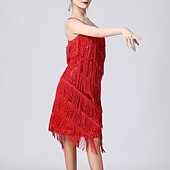 preiswerte Übungsbekleidung-Latein-Tanz Kleid Pure Farbe Farbaufsatz Pailetten Damen Leistung Ausbildung Ärmellos Hoch Polyester