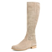 cheap Cowboy &amp; Western Boots-Women&#039;s Perforated Suede Knee-High Boots with Zipper - Stylish and Breathable Footwear for Casual Outings and Spring Fashion