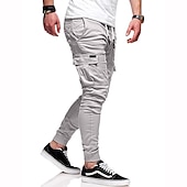 abordables Pantalones cargo-Hombre Pantalones cargo Persona que practica jogging Pantalones Retazos Bolsillo con cremallera Color sólido Comodidad Transpirable Casual Diario Ropa de calle Deportes Moda Negro Blanco Microelástico