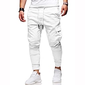 abordables Pantalones cargo-Hombre Pantalones cargo Persona que practica jogging Pantalones Retazos Bolsillo con cremallera Color sólido Comodidad Transpirable Casual Diario Ropa de calle Deportes Moda Negro Blanco Microelástico