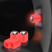 cheap Car Body Decoration &amp; Protection-50pcs Fluorescent Skull Car Tire Valve Valve Stem Cover, ABS Corrosion Resistant Wheel Valve Cover, Glow In The Dark, Car Decoration Accessories