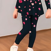 cheap Girl&#039;s 3D Vision &amp; Shining-Girls&#039; 3D Heart T-shirt &amp; Legging Ruffle Dress Set Long Sleeve 3D Print Fall Winter Active Fashion Daily Kids 3-12 Years Outdoor Vacation Date Regular Fit