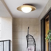 cheap Ceiling Lights-Shallow Bowl Shape Ceiling Light Fixture, Minimalist Stone Glass Semi Flush Mount Light with 1 Bulb for Hallway 110-240V