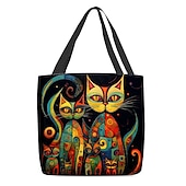 economico Borsette e borse tote-borsa tote da donna con stampa di gatti colorati, design artistico con grande capacità, perfetta per l&#039;uso quotidiano o per lo shopping
