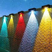 tanie Kinkiety zewnętrzne-Słoneczna lampa ścienna rgb/ciepłe oświetlenie zewnętrzna wodoodporna lampa słoneczna o wysokiej jasności kinkiet ogród podwórko ogrodzenie balkonowe garaż ganek dekoracja ścienna 1/2/4 szt