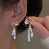 cheap Earrings-Women&#039;s Zircon Drop Earrings Fine Jewelry Classic Bowknot Personalized Stylish Earrings Jewelry Silver For Wedding Party 1 Pair dress to impress 2025
