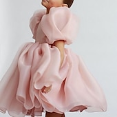 cheap Flower Girl&#039;s Dresses-Kids Girls&#039; Flower Girl Dress Party Dress Solid Color Graphic Short Sleeve Performance Wedding Party Fashion Adorable Daily Cotton Party Dress Spring Fall 2-8 Years White Ivory Pink