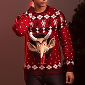Ugly Christmas Sweater Men's Sweaters Knitted Pullover Jumper Knitwear New Years Eve Sweater Daily Wear Vacation Long Sleeve Crew Necks Red & White Green Fall & Winter4