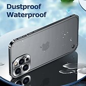 お買い得  iPhone用ケース-iPhone 16、iPhone 15、14 Pro Max Plus バックカバー バンパーフレーム スリムケース 着脱式ミラー 透明レトロアクリル金属