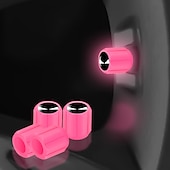 cheap Car Body Decoration &amp; Protection-50pcs Fluorescent Skull Car Tire Valve Valve Stem Cover, ABS Corrosion Resistant Wheel Valve Cover, Glow In The Dark, Car Decoration Accessories