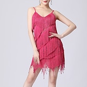 abordables Vestidos de Práctica-Baile Latino Vestido Borla Color Puro Corte Mujer Rendimiento Entrenamiento Sin Mangas Cintura Alta Poliéster