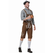 preiswerte Männer-Oktoberfest Lederhosen Hemd Bayerisch Bayerisch Deutsch Wiesn Herren Stoff im traditionellen Stil Bluse Shorts Hut