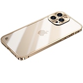お買い得  iPhone用ケース-iPhone 16、iPhone 15、14 Pro Max Plus バックカバー バンパーフレーム スリムケース 着脱式ミラー 透明レトロアクリル金属
