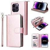 Недорогие Чехлы для iPhone-Чехол для iPhone 16 iPhone 15 Pro Max Plus iPhone 14 13 12 11 Pro Max X XR XS 8 7 Plus кошелек чехол с подставкой магнитная молния ретро TPU PU кожа
